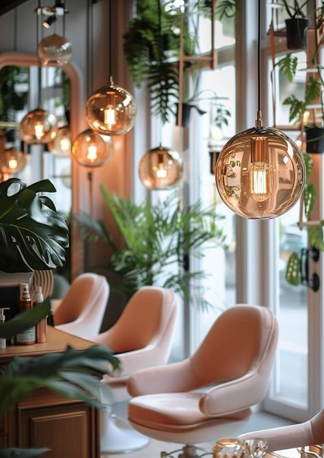 42 Stunning Low-Budget Beauty Salon Interior Design Ideas Rustic Beauty Salon, Tiny Salon Ideas, Luxury Salon Interior Design, Rustic Salon Decor, Beauty Salon Interior Design Ideas, Salon Suite Decor, Salon Designs, Salon Interior Design Ideas, Nail Salon Interior Design