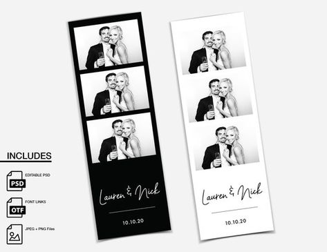 Simple Black and White Double Pack Photo booth Template | Etsy Photobooth Layout, Template Black And White, Simple Photo Frame, Photo Booth Design, Photobooth Template, Young Wedding, Booth Wedding, Template Black, Wedding Photo Booth