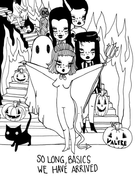 Valfre Wallpaper Iphone, Valfre Coloring Page, Wicked Coloring Pages, Valfre Halloween, Valfre Art, Coloring Pages Halloween, Blank Coloring Pages, Pin Up Girl Vintage, Sketchbook Art Journal