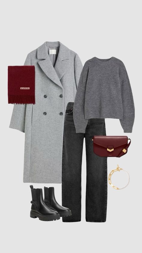 Christmas Shopping Outfit, Grey Coat Outfit, Casual Work Outfits Women, Classy Winter Outfits, Winter Fashion Outfits Casual, Mode Casual, Grey Coat, Casual Work Outfits, Slingbacks