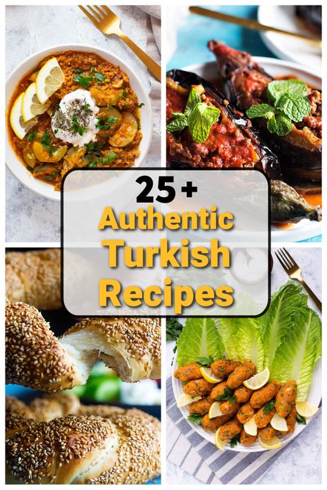 Check out our delicious Turkish recipes! From breakfast to appetizers and main dishes, we've got you covered. These are healthy recipes and many of them are also vegetarian. Turkish cuisine offers a large variety of dishes that are packed with a lot of flavor and loved by everyone. If you're looking for new and delicious recipes to try, you've got to give these recipes a try! Simit Recipe, Kebab Recipes Beef, Turkish Rice, Homemade Potato Salads, Zucchini Fritters Recipe, Baked Cod Recipes, Pilaf Recipes, Middle East Recipes, Stew Chicken Recipe