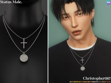 The Sims Resource - Status Necklace - Male Goth Male, Men's Piercings, Sims 4 Male Clothes, Cross Necklace Simple, Sims 4 Tattoos, Sims 4 Piercings, Mod Hair, Sims Packs, Sims 4 Dresses