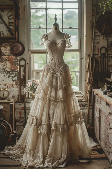 Boho Wedding Dresses With Sleeves, Wedding Dress Bohemian, Boho Wedding Dresses, Fantasy Outfits, Unique Wedding Dresses, Pretty Wedding Dresses, Fantasy Dresses, Wedding Dresses With Sleeves, Dream Wedding Ideas Dresses