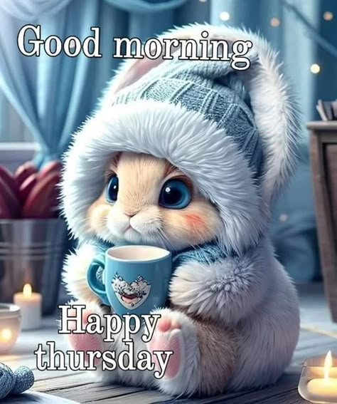 Happy Day Images, Thursday Good Morning Wishes, Happy Thursday Good Morning, Good Morning Winter Images, Thursday Coffee, Happy Thursday Pictures, Winter Good Morning, Good Morning Cute, Thursday Good Morning