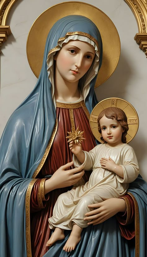 Holy Mary Wallpaper, Mama Mary Images, Jesus Pictures Catholic, Virgin Mary Picture, Mary Jesus Mother, Blessed Mother Statue, Mother Mary Pictures, Jesus Son Of God, Mary Images