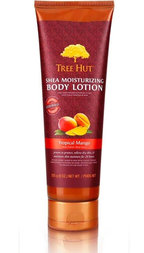 Experience the vibrant and sweet scent of mango with Tree Hut's moisturizing body lotion. Made with natural ingredients like Shea butter, this lotion provides long lasting moisturization to keep your skin soft and smooth. Hydrating Body Lotion, Shea Butter Lotion, Mango Puree, Mango Fruit, Moisturizing Body Lotion, Body Moisturizers, Benzoic Acid, Coconut Lime, Tree Hut