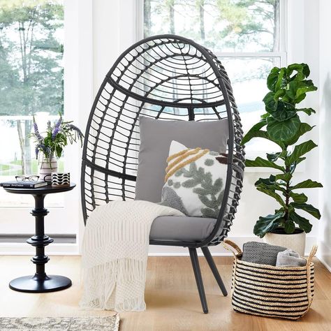 Amazon.com: Patiorama Wicker Egg Chair Outdoor Indoor, Rattan Lounge Chair for Outside w/Legs Cushion, Basket Wicker Chair for Bedroom Living Room Front Porch Backyard Garden 350 lbs Capacity (Creamy White) : Patio, Lawn & Garden Egg Chair Outdoor, Wicker Egg Chair, Chair For Bedroom, Basket Chair, Fluffy Cushions, Rattan Lounge Chair, Chair Outdoor, Patio Lounge Chairs, Wicker Decor