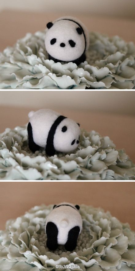 Needle Felted Panda Needle Felted Panda Bear, Felted Panda, Felt Panda, Fat Panda, Felting Inspiration, Panda Panda, Needle Felting Tutorials, Needle Felting Projects, Wool Projects