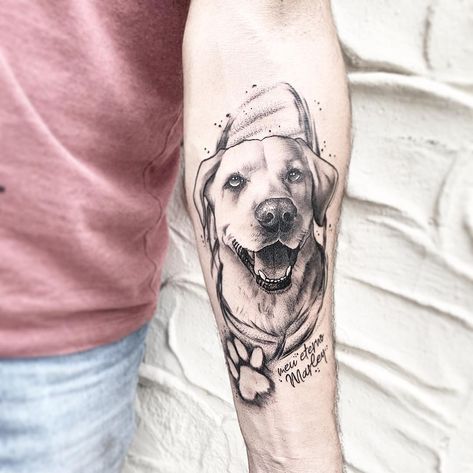 Labrador Tattoo Ideas, Labrador Tattoo, Dog Tattoo Ideas Memorial, Tattoo Ideas Memorial, Tatoo Dog, Dog Portrait Tattoo, Dog Tattoo Ideas, Tattoos For Dog Lovers, Dog Memorial Tattoos