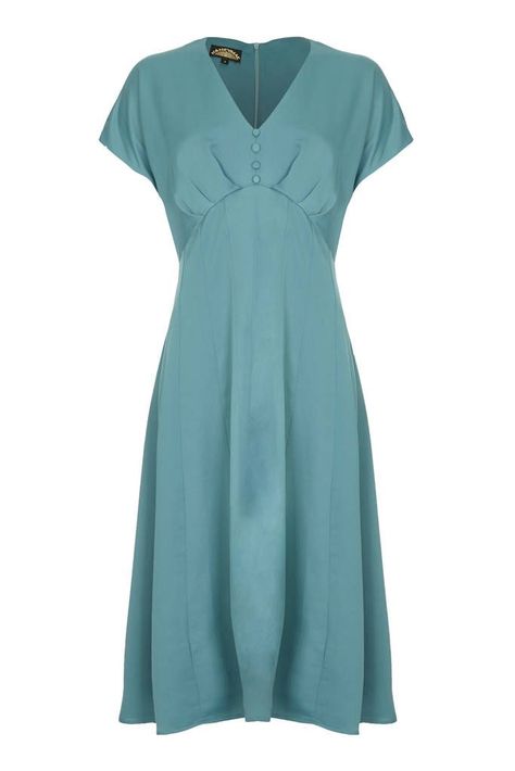 1930's Style Crepe Day Dress In A Venice Blue By Nancy Mac in 2022 | 1930s fashion dresses, Vintage tea dress, Day dresses Panelled Skirt, 30s Dress, Vintage Tea Dress, 1930's Style, 1930 Fashion, 30s Fashion, 1930s Fashion, Vintage Inspired Outfits, Vintage Inspired Dresses