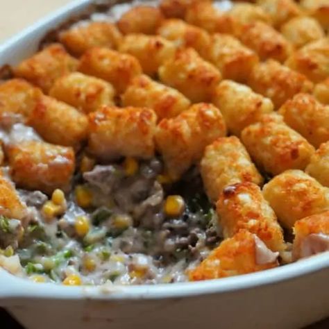 Classic Minnesotan Tater Tot Hotdish - Emmymade Hotdish Recipes Minnesota, Tater Tot Hotdish Minnesota, Minnesota Hot Dish, Hot Dish Recipes, Tot Casserole Recipes, Tater Tot Hotdish, Crockpot Recipes Ground Beef, Hotdish Recipes, Crockpot Recipes Chicken