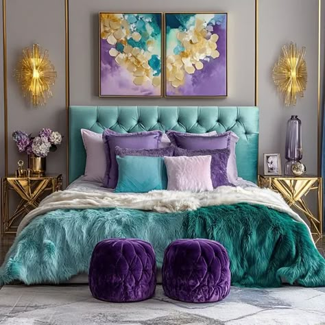 Teal accent wall bedroom