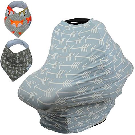 Baby Car Seat & Nursing Cover BONUS Bandana Drool Bibs & Drawstring Carry Bag Shower Gift Breathable Stretchy Universal 4 in 1 Multi-Use Infant Carseat Canopy Covers Shopping Cart High Chair Stroller Nursing Carts, Stretchy Car Seat Cover, Best Baby Car Seats, Drool Bibs, Stroller Reviews, Baby Shower Cakes Girl, Shopping Cart Cover, Highchair Cover, Baby Car Seat