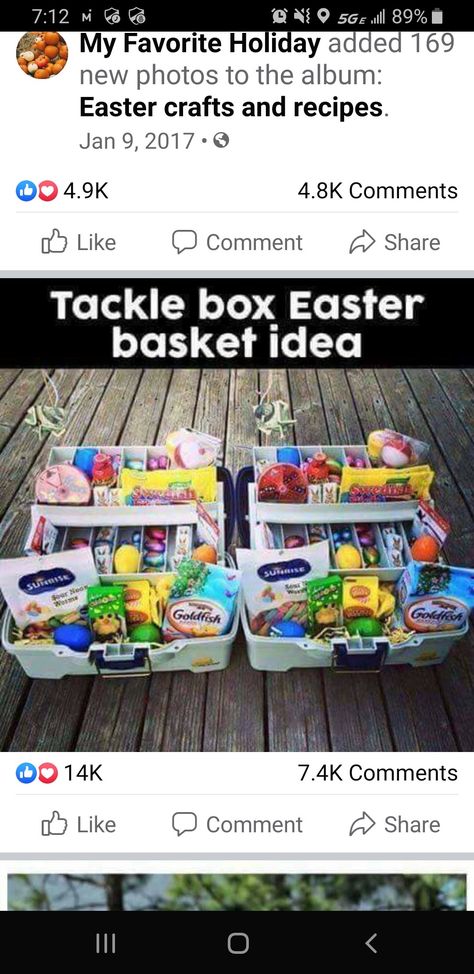 Tackle Box Easter Basket, Easter Basket Teen, Teen Boy Easter Basket, Creative Easter Basket Ideas, Teen Easter Basket, Easter Religious Crafts, Diy Cake Pops, Creative Easter Baskets, Boys Easter Basket