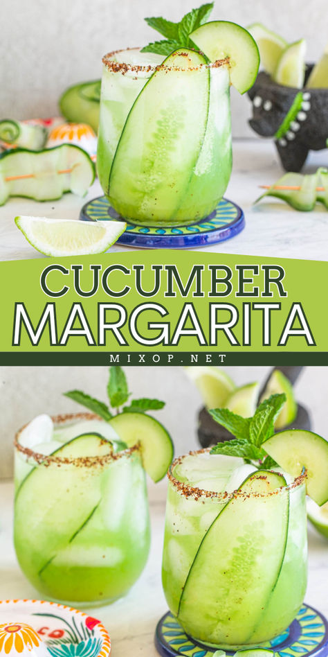 Quench your thirst with this refreshing Cucumber Margarita recipe! Fresh and crisp, it's the perfect addition to your Cinco de Mayo party food ideas. Savor the delightful blend of tequila and cucumber for a healthy twist on this classic cocktail! Cucumber Margarita Recipe, Original Margarita Recipe, Fruity Cocktail Recipes, Easy Party Drinks, Fruity Mixed Drinks, Cucumber Margarita, Cucumber Cocktail, Popular Cocktail Recipes, Cocktails To Make At Home