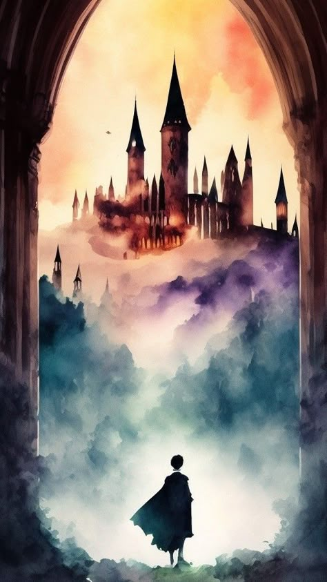 Hogwarts Painting, Harry Potter Watercolor, Harry Potter Journal, Harry Potter Art Drawings, Harry Potter Painting, Harry Potter Background, Animal Tattoo Ideas, Harry Potter Illustration, Harry Potter Artwork