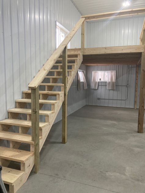 Metal Shop Loft Ideas, Garage Mezzanine Storage, Garage Mezzanine Ideas, Garage Loft Ideas, Shop Loft Ideas, Mezzanine Garage, Garage Mezzanine, Barn Loft Ideas, Shop Building Plans