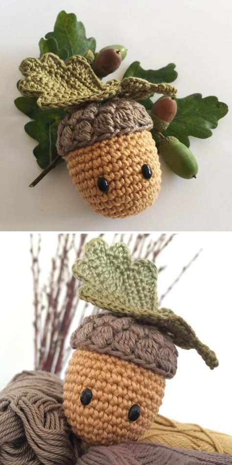 Free Acorn Crochet Pattern, Crochet Woodland Mobile Free Pattern, Cottagecore Crochet Amigurumi, Crochet Toadstool Pattern Free, Woodland Amigurumi Free Pattern, Crochet Autumn Patterns Free, Autumn Amigurumi Free Pattern, Forest Animal Crochet Patterns, Woodland Animal Crochet Patterns