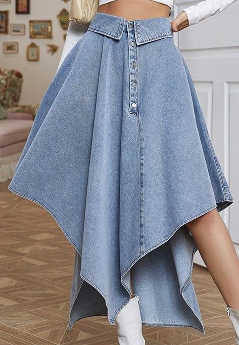 https://pin.it/2HjaXr88N Denim Diy Clothes, Chique Outfit, Moda Denim, Funky Dresses, Denim Skirt Outfits, Denim Ideas, Denim Skirt Women, Denim Diy, Denim Skirts