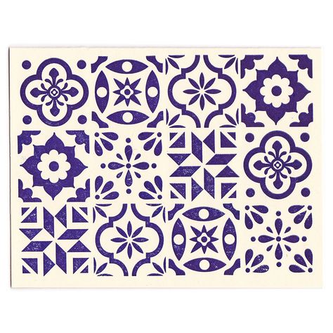 Latin Pattern Design, Blue Spanish Tile, Tile Logo, Spanish Pattern, Spanish Tiles, Graphisches Design, Letterpress Greeting Cards, French Paper, Spanish Design