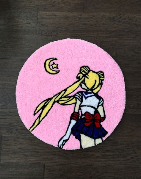 pink sailor moon rug Pink Sailor Moon, Moon Rug, Rug Tufting, Sailor Moon Crystal, Tufted Rug, Custom Rugs, Sailor Moon, Anime Drawings, Anime Icons