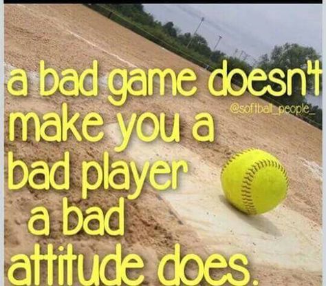 A bad game doesn't make you a bad player. ....a bad attitude does Softball Quotes, Bad Attitude, A Bad, Softball, Yellow, Quotes, Instagram