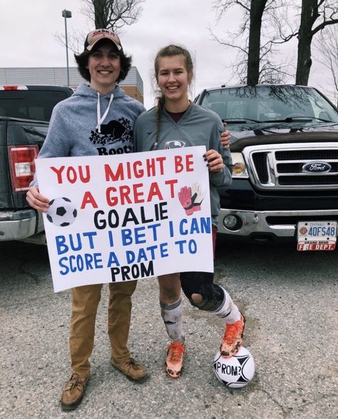 Goalie Promposal, Soccer Homecoming Proposal Ideas, Stuffed Animal Hoco Proposal, Hoco Proposals Ideas For Him Soccer, Soccer Goalie Promposal, Dinosaur Hoco Proposal, Soccer Sadies Proposal, Hoco Soccer Proposals, Soccer Dance Proposal