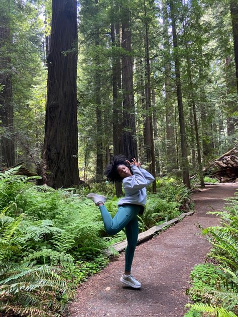 Hiking Outfit Summer Modest, Hiking Aesthetic Black Women, Walking Aesthetic Black Woman, Hiking Outfit Black Women, Walk In Nature Aesthetic, Hiking Black Women, Black Granola Girl, Nature Walk Aesthetic, Mountain Hiking Aesthetic