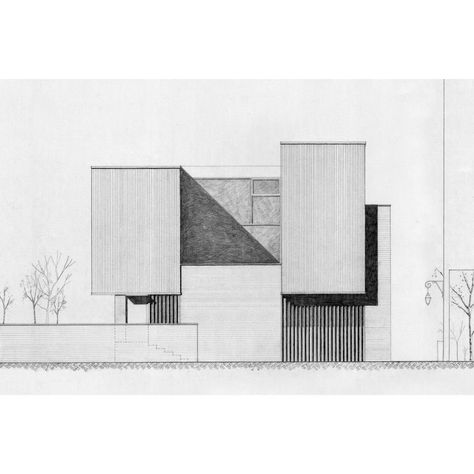 Architecture Elevation Drawing, Facade Drawing, Elevation Sketch, Section Drawing Architecture, Arch Drawing, Perspective Drawing Architecture, Architecture Elevation, Scandinavian Architecture, Architecture Sketches