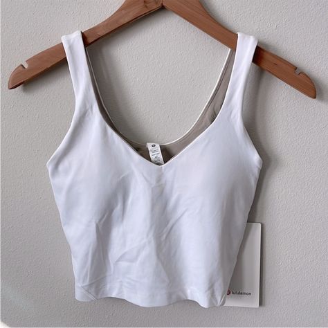 Nwt Lululemon Align Tank White Size 6 White Lulu Align Tank, Lululemon Clothes, Lulu Tops, Dark Fits, Lululemon Outfit, Lululemon Collection, Lemon Shirt, Beachy Outfits, Align Tank