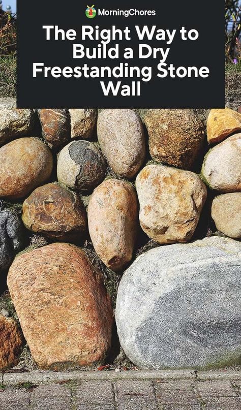 How To Build A Stone Wall Diy, Building A Stone Wall Garden, Stone Wall Construction, How To Build Rock Walls, How To Build A Stone Wall, Diy Rock Retaining Wall How To Build, Building Stone Walls, How To Build A Rock Wall, Diy Rock Wall Landscape