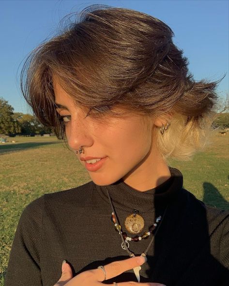 caitlyn <3 Super Short Wolf Cut Hair, Non Binary Hairstyles, Non Binary Haircuts Long, Short Non Binary Haircuts, Enby Haircuts, 2023 Haircut Trends, Haircut Trending, Non Binary Hair, Hair Chop