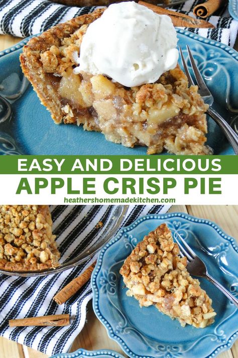 Apple Crisp Pie Recipe, Oatmeal Pie Crust, Delicious Apple Crisp, Apple Crisp Pie, Apple Crisp Topping, Oatmeal Pie, Oatmeal Crisp, Apple Pie Recipe Easy, Oatmeal Toppings