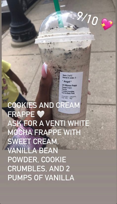 Cookies And Cream Drink At Starbucks, Oreo Starbucks Drink Order, Starbucks Drinks Oreo Frapp, Oreo Drinks At Starbucks, Cookie And Cream Starbucks, Starbucks Recipes Cookies And Cream, Cookies N Cream Starbucks Drink, Cookie And Cream Frappe Starbucks, Starbucks Drinks Cookie