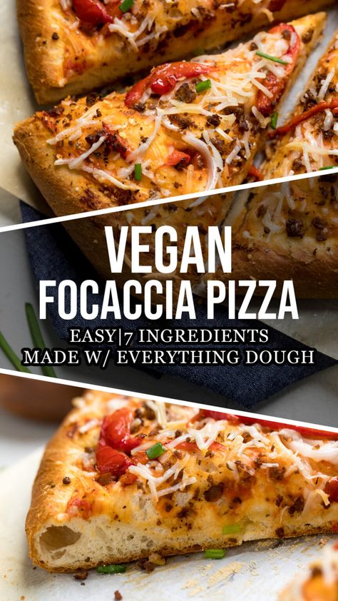 Vegan Focaccia Pizza Vegan Focaccia, Vegan Pizza Dough, Vegan Pizza Recipe, Focaccia Pizza, Pizza Ideas, Wfpb Recipes, Vegan Italian, Vegan Pizza, Chapati