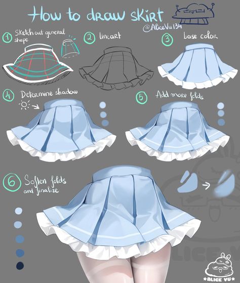 Fabric Drawing Reference, Clothes Shading, Fabric Study, Sketch Board, Anime Skirts, Cloth Ideas, Shading Drawing, Manga Tutorial, Digital Painting Techniques