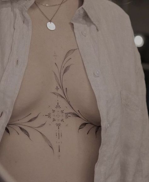 Underboob Tattoo Designs, 42 Tattoo, Underboob Tattoo, Chest Tattoos For Women, Sternum Tattoo, Collar Bone Tattoo, Classy Tattoos, Discreet Tattoos, Spine Tattoos