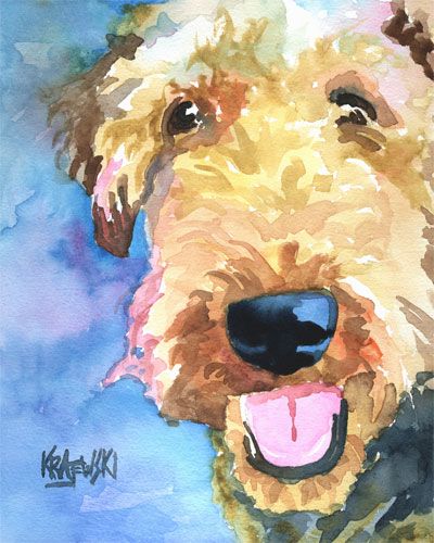 Airedale Dogs, Welsh Terrier, Fox Terriers, Wire Fox Terrier, Watercolor Pet Portraits, Airedale Terrier, Watercolor Dog, Wow Art, Fox Terrier