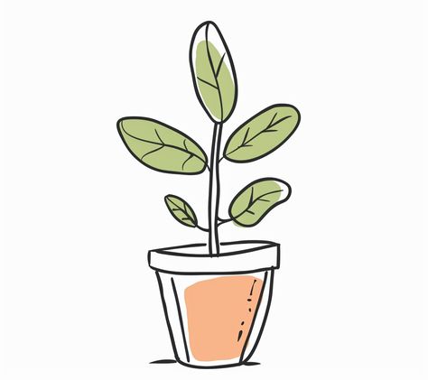 #SimpleDoodle #SmallPlant #VectorIllustration #Children’sBookStyle #Cute #FlatColor #TheCandie Simple Doodles Black And White, Plant Doodle, Inspirational Digital Art, Rosé Phone, Plant Vector, Mini Printer, Plant Drawing, Simple Illustration, Black Lines