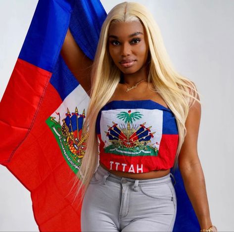 Haitian Flag Aesthetic, Haitian Flag Day Photoshoot, Haitian Flag Day Outfit, Haitian Kompa, Haitian Women, Flag Aesthetic, Caribbean Outfits, Haitian Culture, Caribbean Fashion