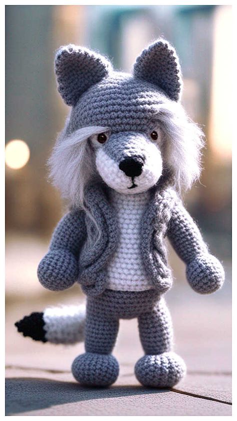 Crochet Werewolf Free Pattern, Wolf Crochet Pattern Free, Wolf Crochet Pattern, Wolf Amigurumi, Story Bags, Wolf Crochet, Crochet Wolf, Crochet Critters, Happy Sunflower