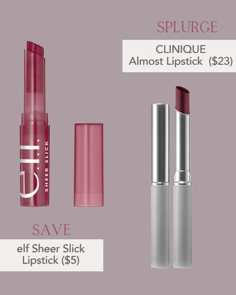 Elf Sheer Lipstick, Elf Sheer Slick Lipstick, Elf Sheer Slick, Lipstick Drugstore, Best High End Makeup, Elf Lipstick, Clinique Almost Lipstick, Drugstore Lips, Clinique Lipstick