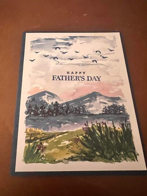 Diy Father’s Day Card Watercolor, Fathers Day Cards Painting, Father Day Watercolor Card, Drawing For Dads Birthday, Father’s Day Cards Painted, Paintings For Dads Birthday, Diy Card Painting, Fathers Day Gifts Ideas Aesthetic, Happy Fathers Day Drawing Ideas