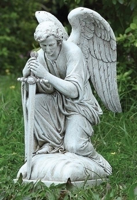 Male angel warrior Grave Statues, Monastery Icons, Warrior Angel, Angel Garden Statues, Male Angels, Cemetery Angels, Cemetery Statues, Male Angel, Outdoor Garden Statues