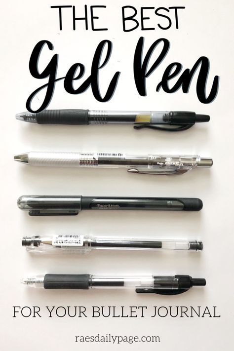 The Best Black Gel Pen - Rae's Daily Page Best Gel Pens, Pens For Bullet Journaling, Best Writing Pen, Studying Stationary, School Bag Essentials, Pen Brands, Aesthetic Study, Daily Page, Aesthetic Life