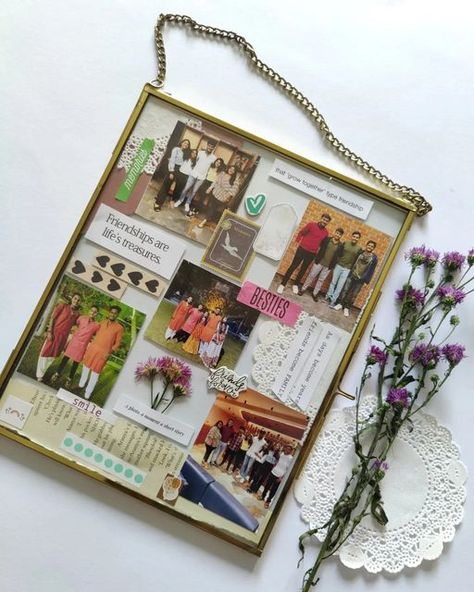 Memorial Frame Ideas, Diy Birthday Frame, Boyfriend Picture Frame, Clear Picture Frames, Scrapbook Frame, Floating Picture Frames, Friends Picture Frame, Scrapbook Frames, Friendship Day Gifts