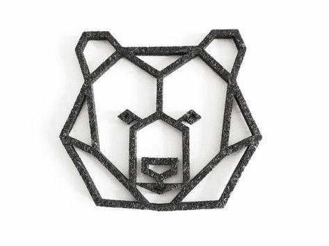 Geometric Bear Head, Geometric Bear, Bear Head, Black Bear, Black And White, White, Black