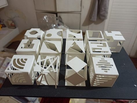 Cube Project Architecture, Cube Model, Cubes Architecture, Conceptual Model Architecture, Mysore Painting, Optical Illusion Drawing, Interior Design Principles, Furniture Design Sketches, Interior Design Student