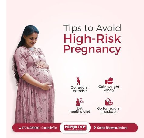 Only 6-8% of all pregnancies are considered high-risk. Although most women experience normal pregnancies, knowing more about common complications during pregnancy can help you make smart choices for your and your baby’s health. Here are some things you can do to prevent a high-risk pregnancy. Book a free consultation call or visit Mira IVF Indore today. Contact us at - 0731 4289999 Health Care Hospital, High Risk Pregnancy, Ads Creative Advertising Ideas, Obstetrics And Gynaecology, Photoshop Tutorial Design, Food Poster Design, Pregnancy Journey, Baby Center, High Risk