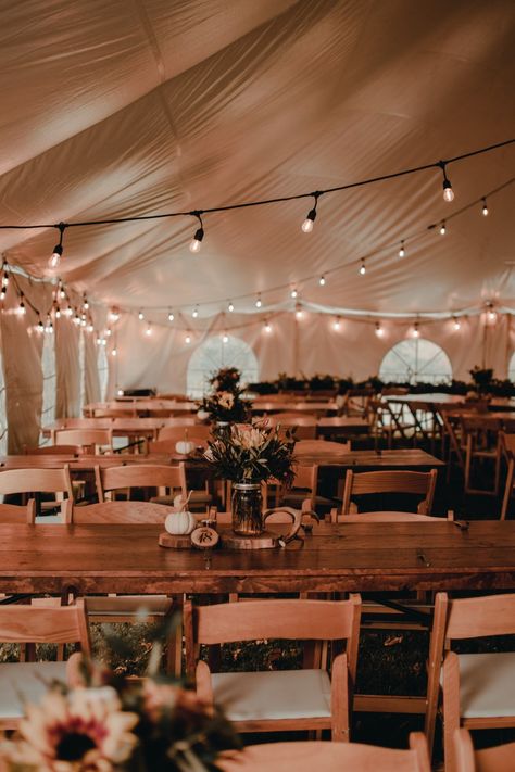 Rustic Wedding Tent Decor, Boho Tent Wedding Reception, Thanksgiving Tent Decor, Rustic Tent Wedding Reception, Fall Tent Wedding Reception, Casual Wedding Reception Ideas, Bonfire Wedding Reception, Fall Wedding Tent, Fall Tent Wedding